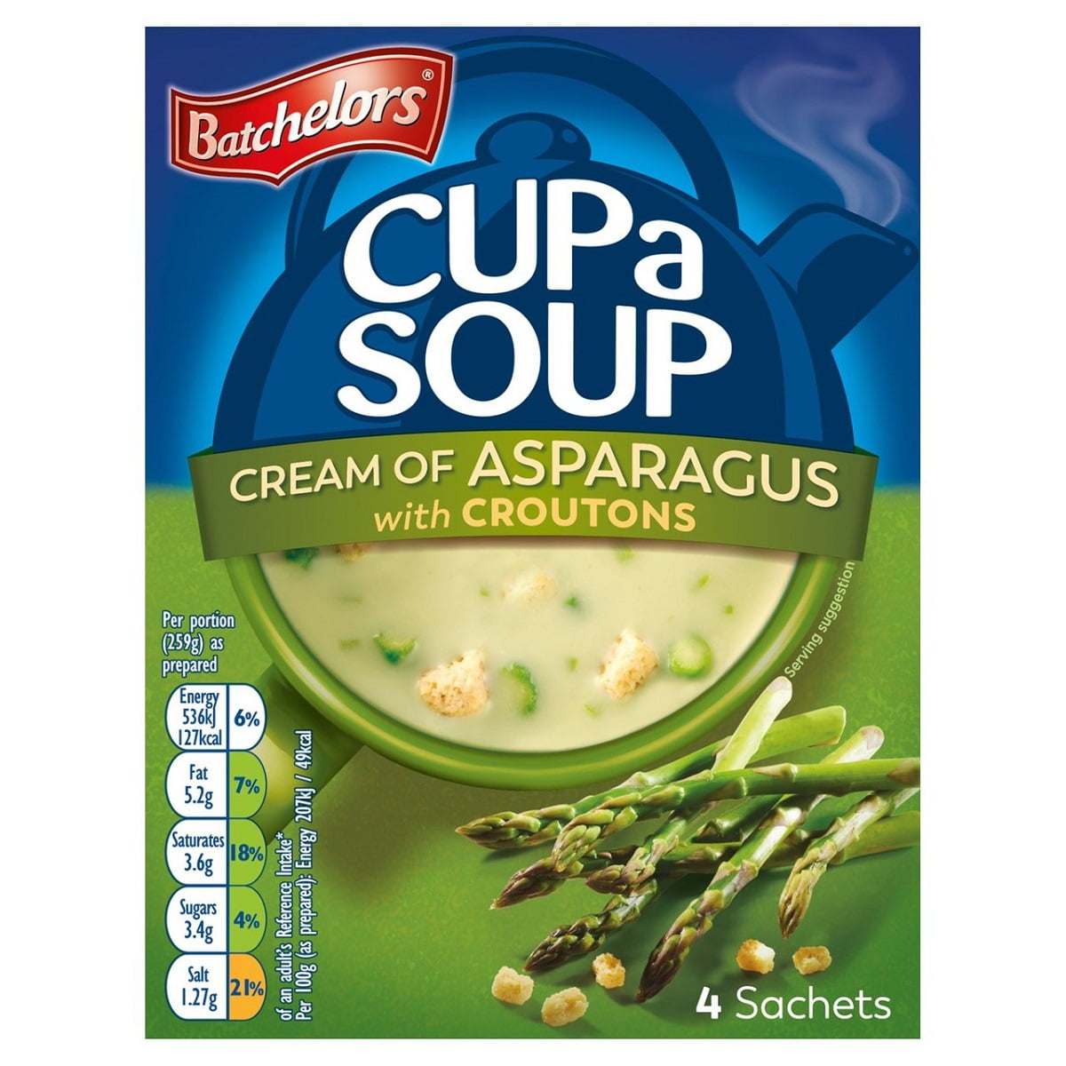 Batchelors Cup a Soup Cream of Asparagus with Croutons 4's 117g