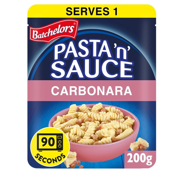 Batchelors Pasta 'n' Sauce Microwave Ready Meal Carbonara 200g, Imported from Britain