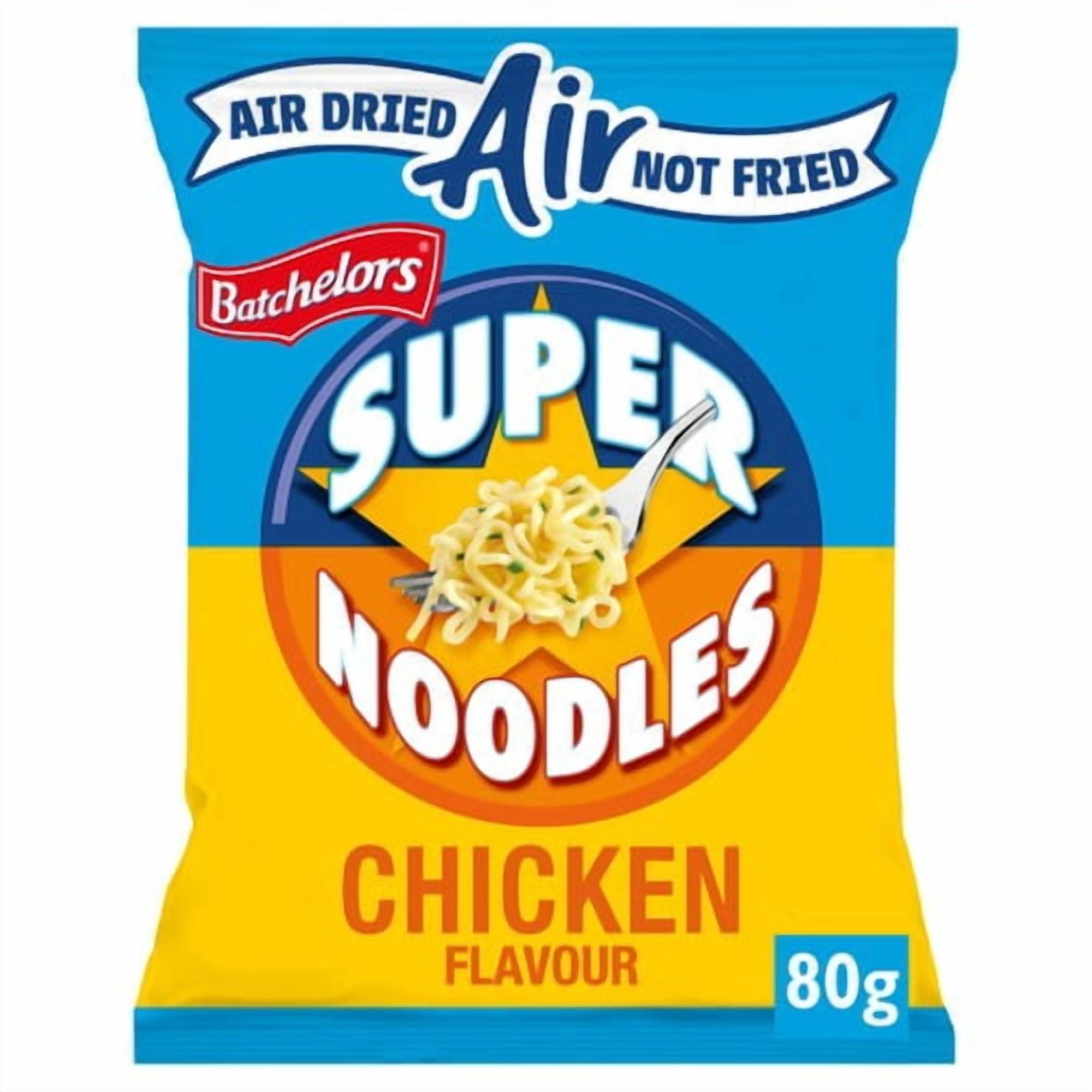 Batchelors Super Noodles Air Dried Low Fat Chicken Flavour Instant Noodles 80g, British Import (Pack of 3)