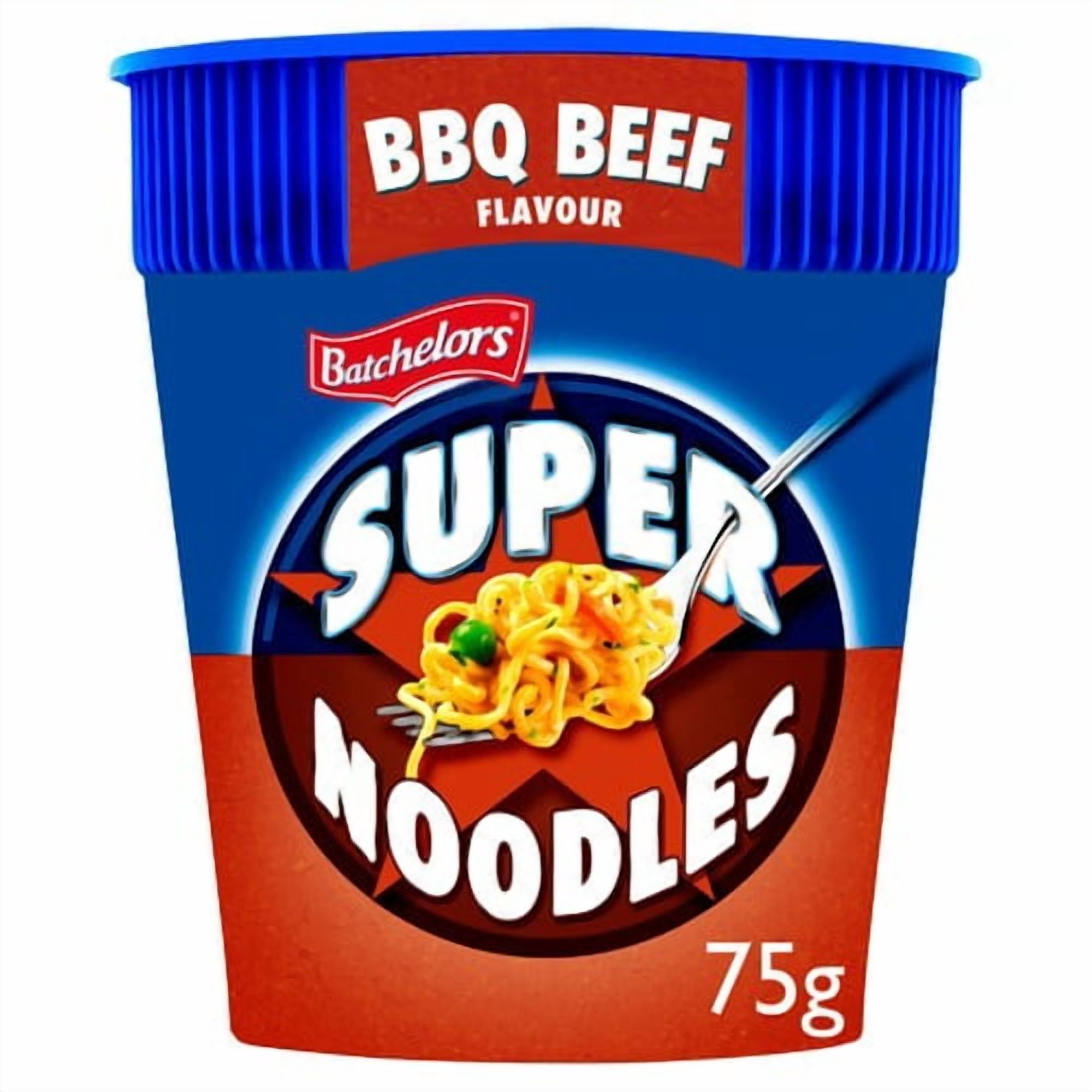 Batchelors Super Noodles BBQ Beef Flavour Instant Noodle Pot 75g, British Import (Pack of 3)