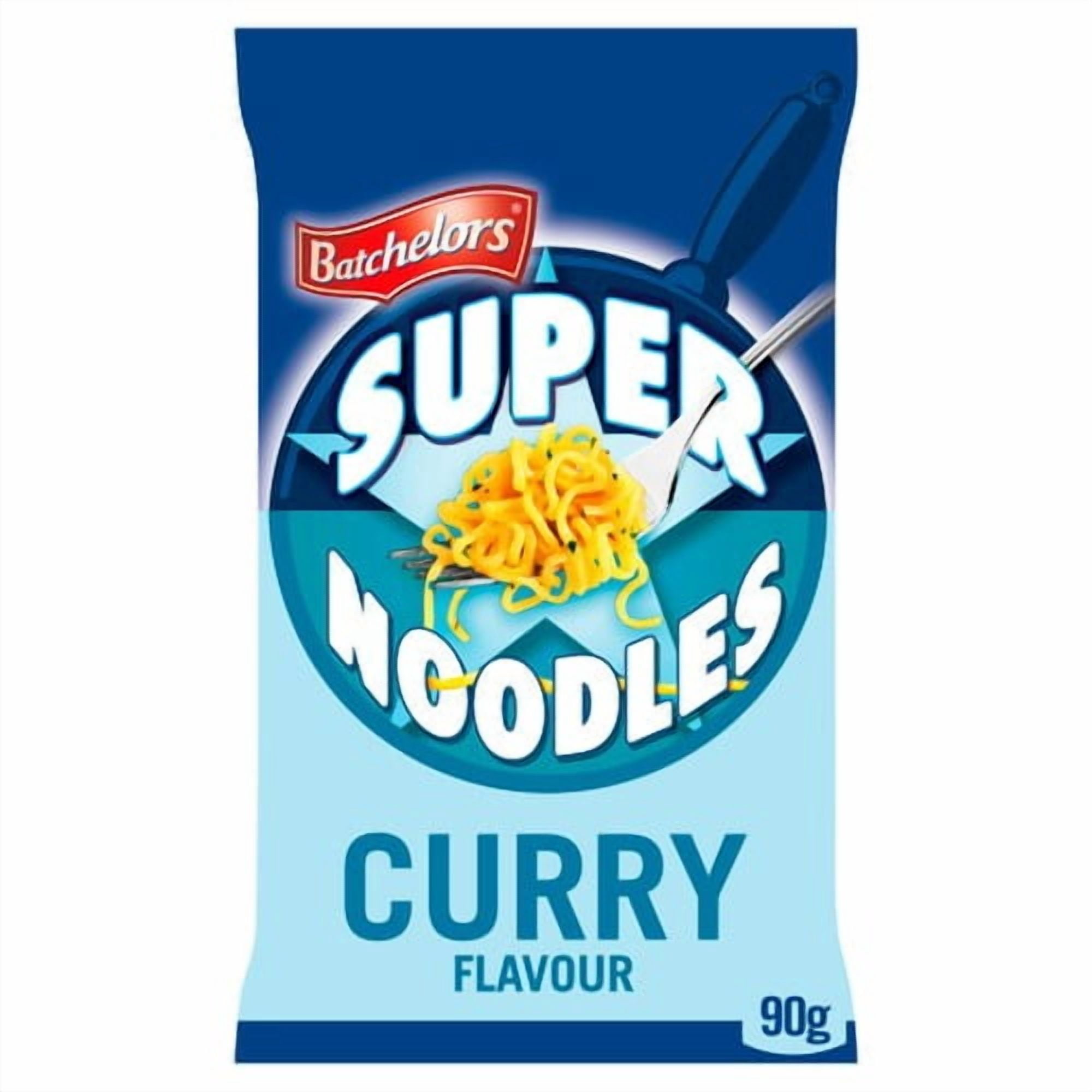 Batchelors Super Noodles Curry Flavour Instant Packet Noodles 90g, British Import (Pack of 3)
