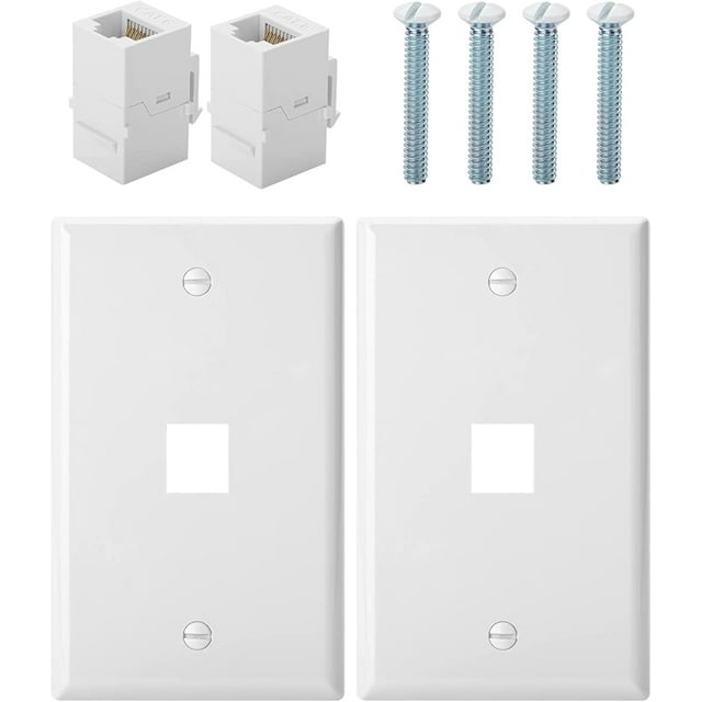 Bates 1 Port Wall Plate, 2 Pack, Wall Outlet, RJ45