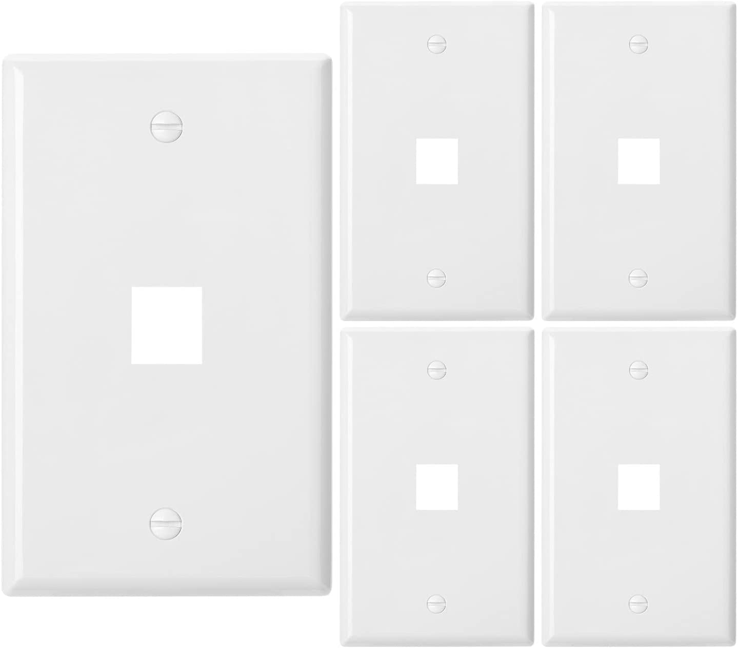 Bates 1 Port Keystone Jack Wall Plate, 5 Pack, Wall Plate