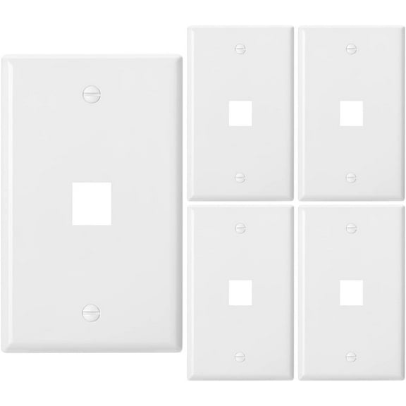 Bates- 1 Port Keystone Jack Wall Plate, 5 Pack, Ethernet Wall Plate, Keystone Wall Plate
