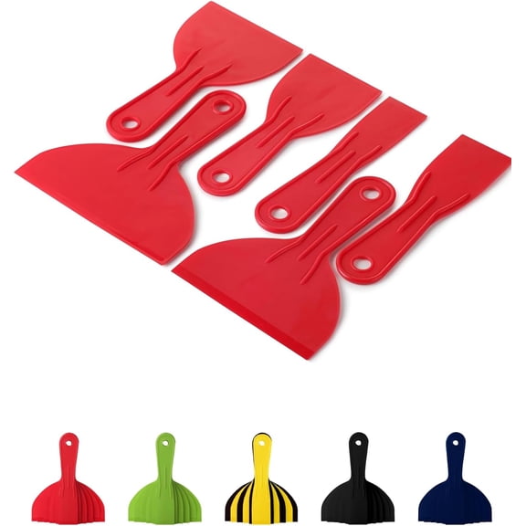 Bates 6 Pack Plastic Putty Knife Set - Paint Scraper, Spackle Tool, Spreader