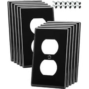 Bates- Black Outlet Covers Wall Plate, 10 Pack, Duplex Receptacle Outlet