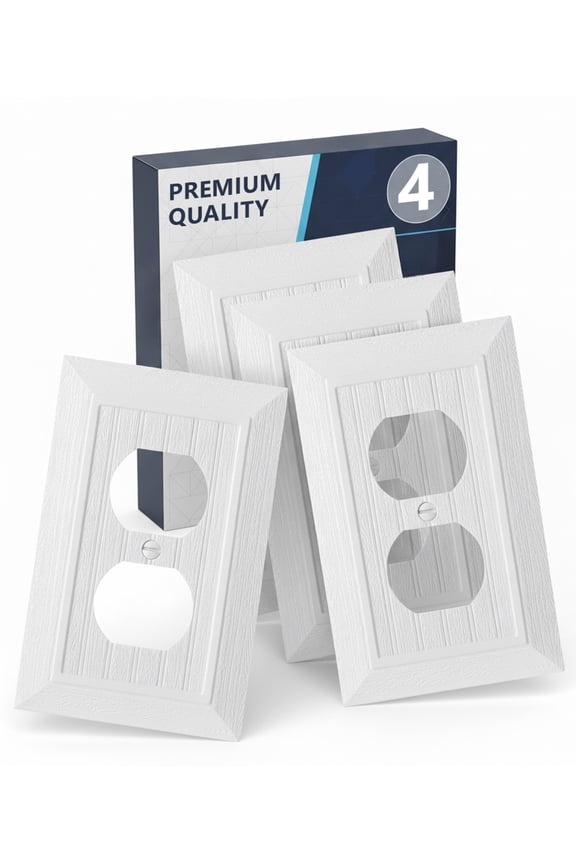 - Classic Beadboard Single Duplex Wall Plate, 4 Pack, White Outlet Covers, Outlet Wall Plate, Outlet Covers