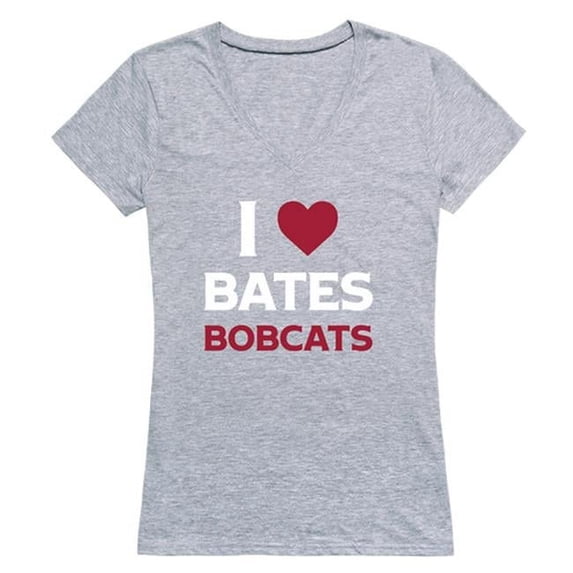 Bates College Bobcats I Love Women Short Sleeve T-Shirt, Heather Grey - Small