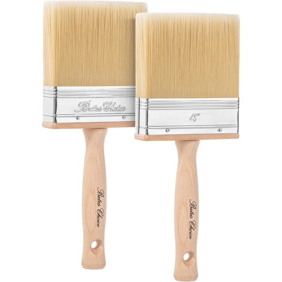 Bates- Deck Stain Brush, 4 Inch, 2 Pack Wooden Handle Brushes | for Wood Staining Deck Application & Large Surface Painting