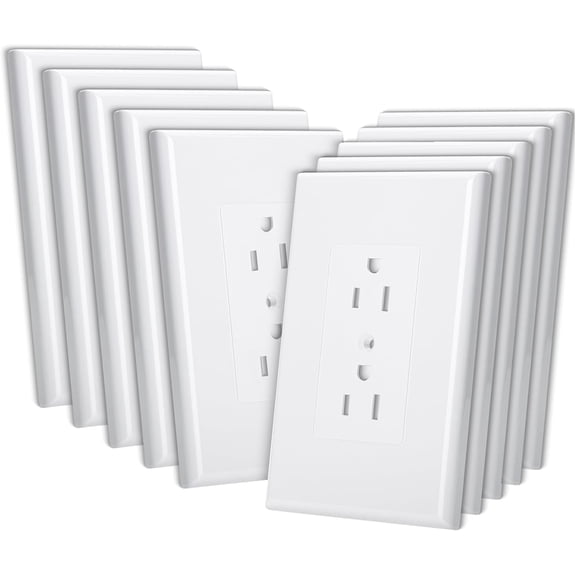 Bates Duplex Wall Outlet Covers - 10 Pack, White Wall Plates