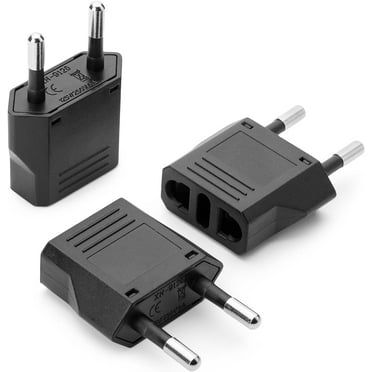 Bates- European Plug Adapter, 3 pcs, Black, Travel Adapter, US to Europe Plug Adapter