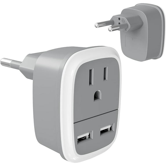Bates- European Travel Plug Adapter, Adapter with USB, European Plug Adapter, US to Europe Plug Adapter