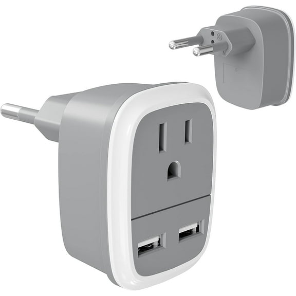 Bates- European Travel Plug Adapter, Adapter with USB, European Plug Adapter, US to Europe Plug Adapter