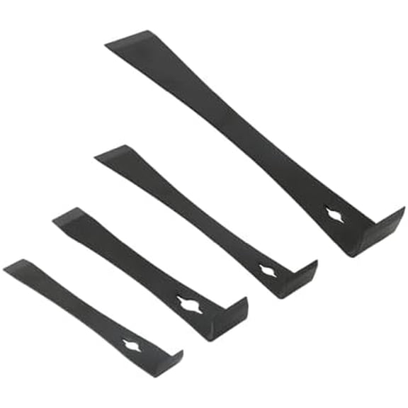 Bates- Flat Pry Bar Scraper, 4 Pack, 5-1/2", 7-1/4", 9-1/2" and 12", Black, Trim Puller Tool for Baseboard