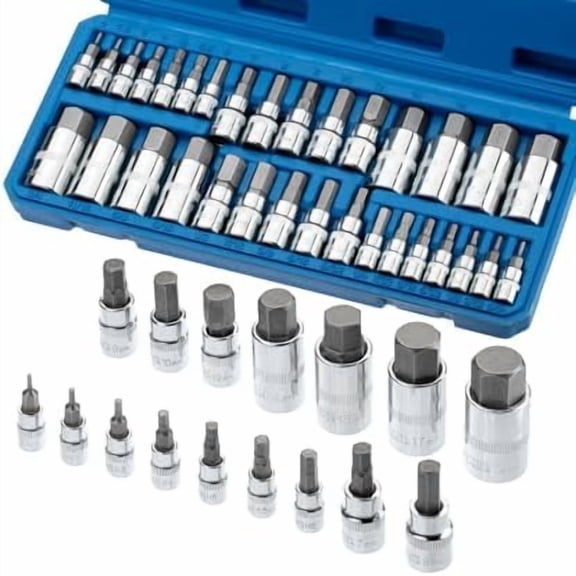 Bates Hex Bit Socket Set - 32 Piece, 1/4", 3/8", & 1/2" Drive, Allen & Metric Socket Set With Case$$