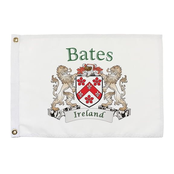 Bates Irish Coat of Arms Small White Flag - 16"x10.5" inches