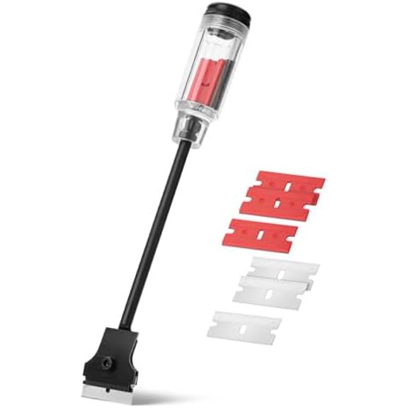 Bates- Long Reach Extension Scraper, 11-Inch, Razor Scraper with Extra 3 Double Edged Plastic & 3 Metal Blades, Long Handle Razor Blade Scraper, Razor Scraper, Window Scraper, Scraper Tool
