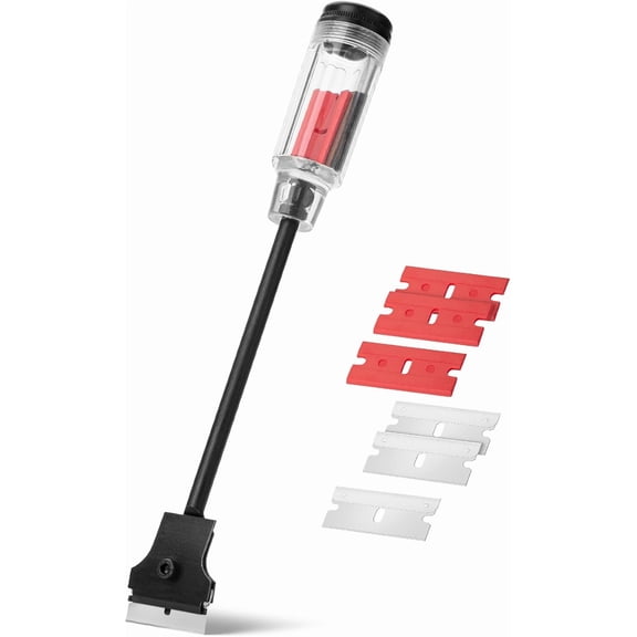 Bates- Long Reach Extension Scraper, 11-Inch, Razor Scraper with Extra 3 Double Edged Plastic & 3 Metal Blades, Long Handle Razor Blade Scraper, Razor Scraper, Window Scraper, Scraper Tool