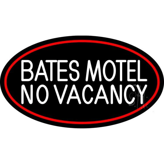 Bates Motel No Vacancy LED Neon Sign 20 x 37 - inches, Black Square Cut Acrylic Backing, with Dimmer - Bright and Premium built indoor LED Neon Sign for Defence Force.