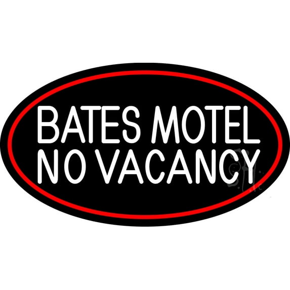 Bates Motel No Vacancy LED Neon Sign 20 x 37 - inches, Black Square Cut Acrylic Backing, with Dimmer - Bright and Premium built indoor LED Neon Sign for Defence Force.