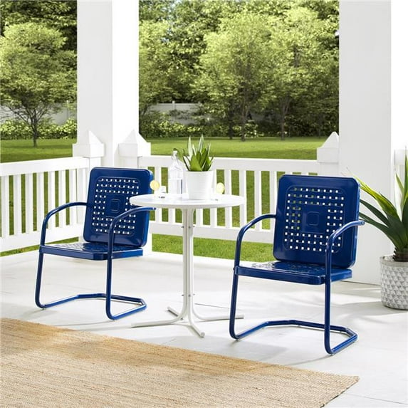 Bates Outdoor Metal Bistro Set, Navy Gloss - 3 Piece