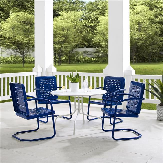 Bates Navy Gloss Steel 5-Piece Outdoor Dining Set