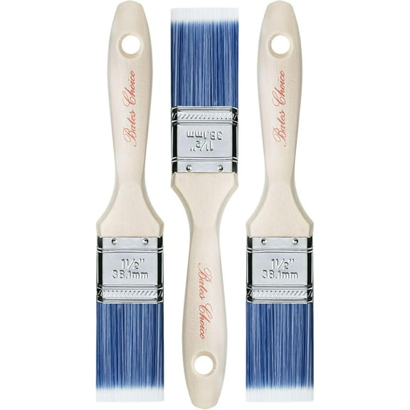 Bates- Paint Brushes, 1.5-Inch, 3 Pack, Treated Wood Handle, Paint Brushes for Walls, Stain Brush, Wall Paint Brushes