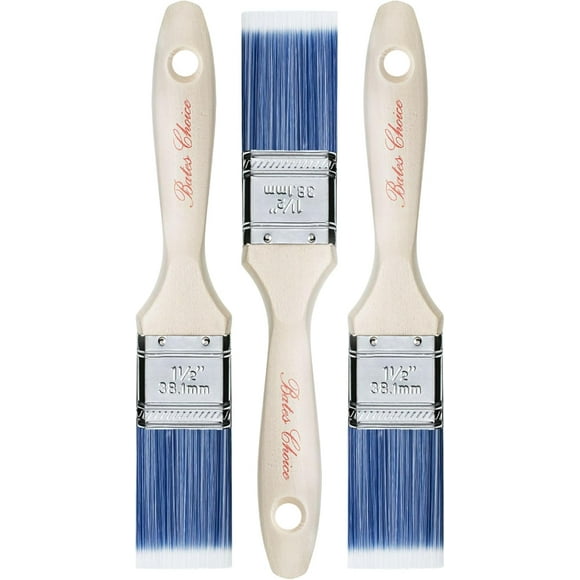 Bates- Paint Brushes, 1.5-Inch, 3 Pack, Treated Wood Handle, Paint Brushes for Walls, Stain Brush, Wall Paint Brushes