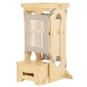 Bateso Wooden Toddler Tower with 2 Detachable Nets, Kids Kitchen Step Stool for Kids 1-6