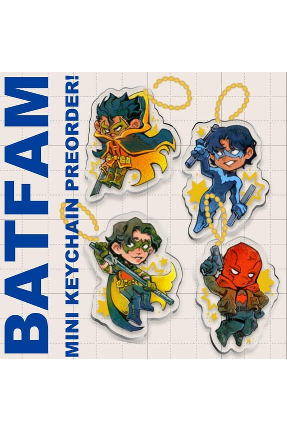 Batfam Mini Acrylic Keychains 5cm | Red Hood, Nightwing, Robin(s) (1 keychain)