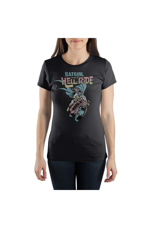 Batgirl Presents Hell Ride Women's Black T-Shirt Tee Shirt-Medium