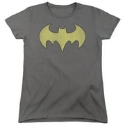 Batgirl tsbatgirldistlogogreyXXL Batgirl Distressed Symbol Grey Women T-Shirt - Standard 2XL
