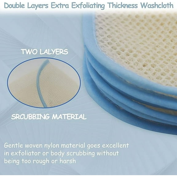 Bath (6 Pack) Extra Thick Two Layers Exfoliating Skin Face Body Wash Cloth Soft and Buffing Premium Sturdy Loofah Massage Bath Scrubber