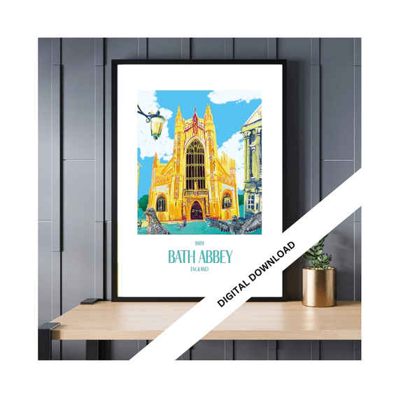 Bath Abbey Vintage Travel Poster Retro Art Home Decor Office Wall Art Living Room Decor, Paper Poster Only