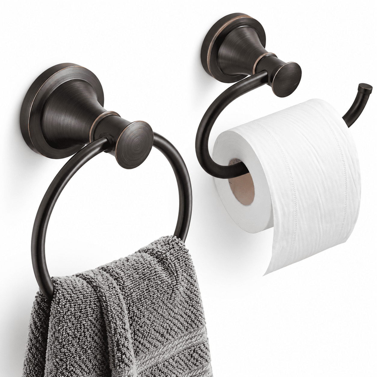 Toilite Ring Bath Accessories Set, Oil Rubbed Bronze Wall Mount Towel Ring and ...