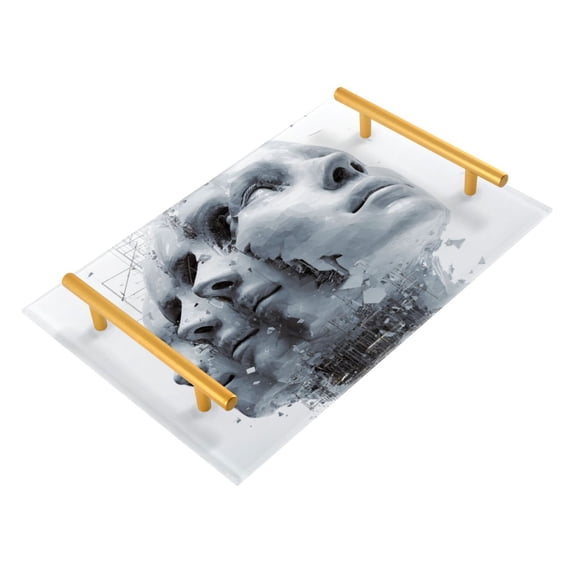 Bath Accessories Sets Single Print Decorative Tray With Handle For Home Bathroom Bedroom Digital Human