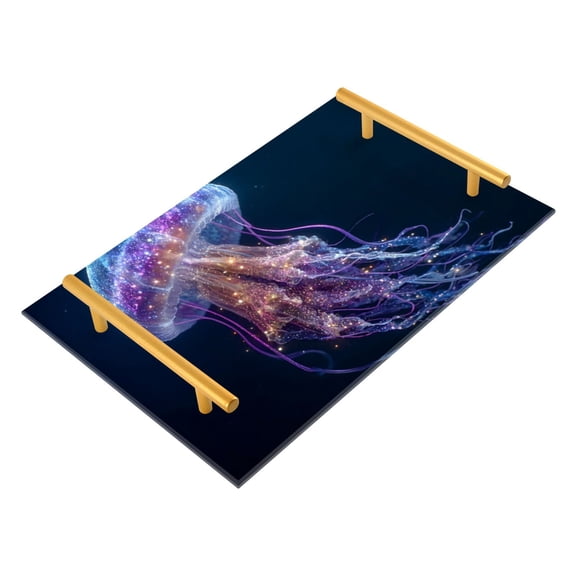 Bath Accessories Sets Single Print Decorative Tray With Handle For Home Bathroom Bedroom Ethereal Glow