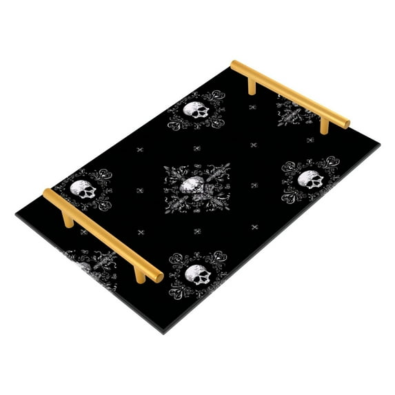 Bath Accessories Sets Single Print Decorative Tray With Handle For Home Bathroom Bedroom Gothic-inspired Designs