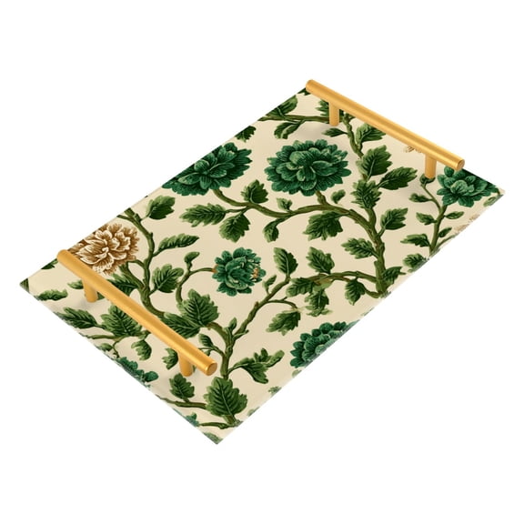 Bath Accessories Sets Single Print Decorative Tray With Handle For Home Bathroom Bedroom Indian Style Flower