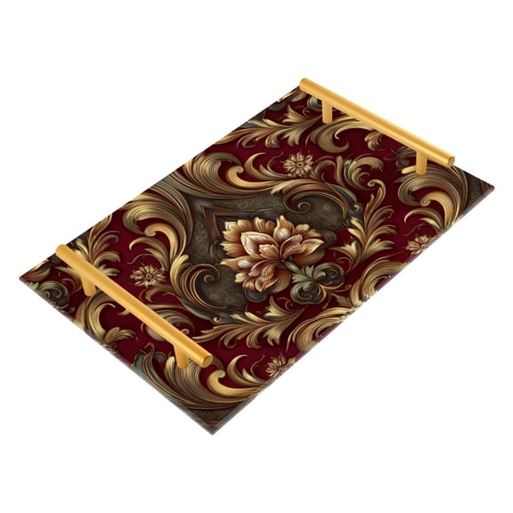 Bath Accessories Sets Single Print Decorative Tray With Handle For Home Bathroom Bedroom Luxurious Of Baroque