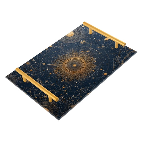 Bath Accessories Sets Single Print Decorative Tray With Handle For Home Bathroom Bedroom Map Of The Stars