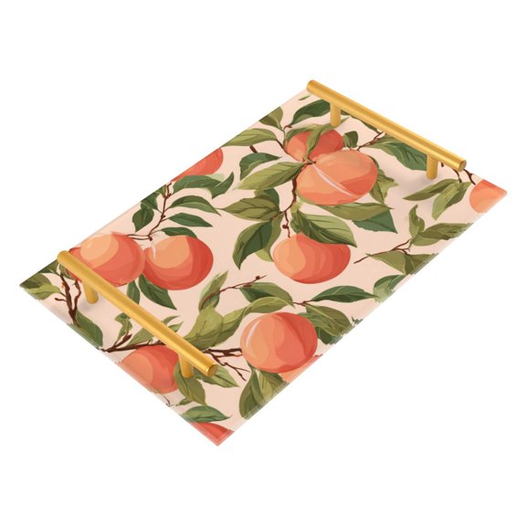 Bath Accessories Sets Single Print Decorative Tray With Handle For Home Bathroom Bedroom Peach Painting