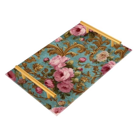 Bath Accessories Sets Single Print Decorative Tray With Handle For Home Bathroom Bedroom Print Of Rococo-style