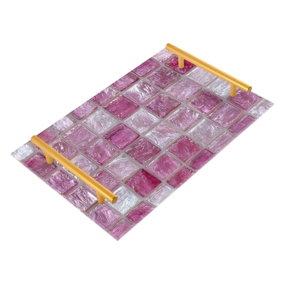 Bath Accessories Sets Single Print Decorative Tray With Handle For Home Bathroom Bedroom Reflecting