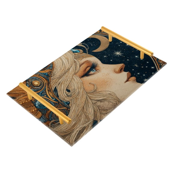 Bath Accessories Sets Single Print Decorative Tray With Handle For Home Bathroom Bedroom Rococo Aesthetic
