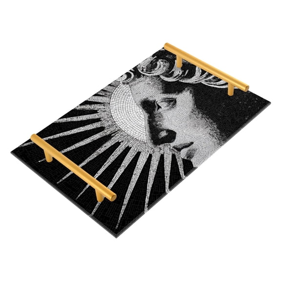 Bath Accessories Sets Single Print Decorative Tray With Handle For Home Bathroom Bedroom Sun's Rays Extending