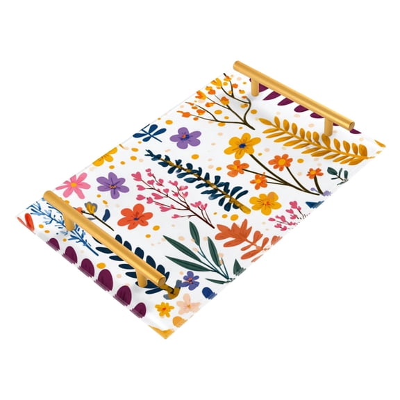 Bath Accessories Sets Single Print Decorative Tray With Handle For Home Bathroom Bedroom Treasure Craft Pattern