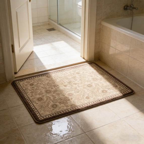 Bath Area Rug, Multi‑Pattern Optional, Soft Woven Textured Surface, Non‑ Backing, Vintage Floral Printed Floor Mat for Bathroom Entryway Household Daily Use