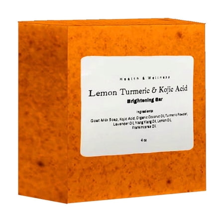 Bath Bar Soap, Face & Body Bar Soap, Lemon Turmeric And Kojic Acides Brighetning Soap