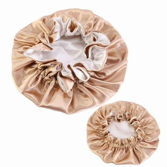 Bath & Bathing Accessories Parent Child Satin Nightcap Imitation Silk Design Cap for Ladies and Kids in Multiple Colors